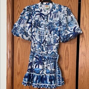 FARM Sweet Rio Puff Sleeve Mini Dress